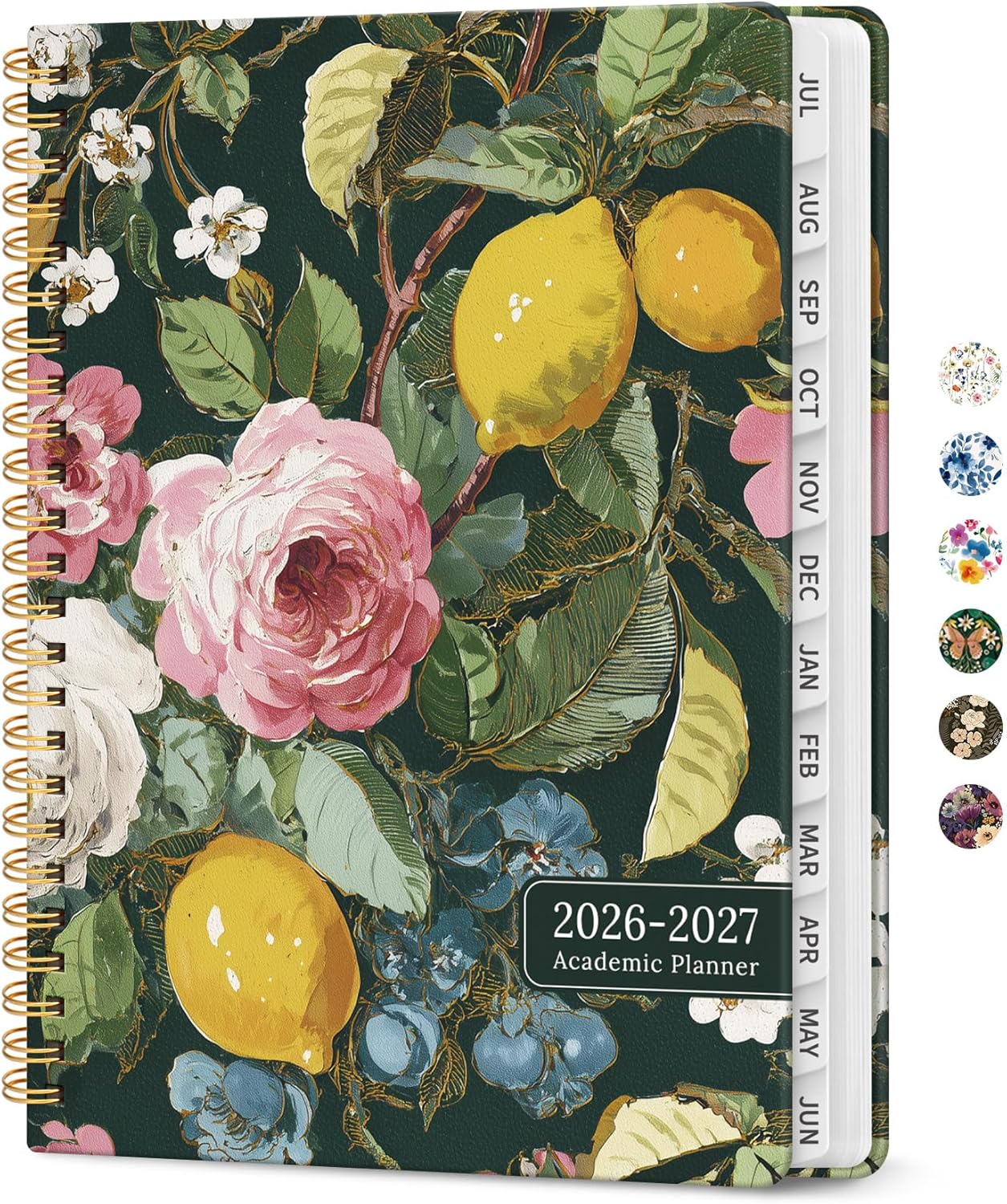 Planner 2026-2027, Academic Year Monthly and Weekly Calendar Planner, Jul 2026 - Jun 2027, Hardcover Teacher Student Planning Agenda book with Tabs, Perfect for School Office Supplies, 6.3" x 8.5" - Wildflowers