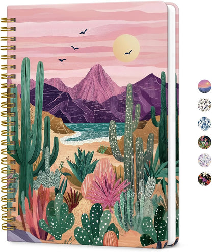 ZOTIA Lined Spiral Journal for Women, A5 Pretty Hardcover Notebook for Work, School & Office Writing, Aesthetic Writing Journal College Ruled, 140 Pages, 5.8" x 8.3", Twilight Bloom