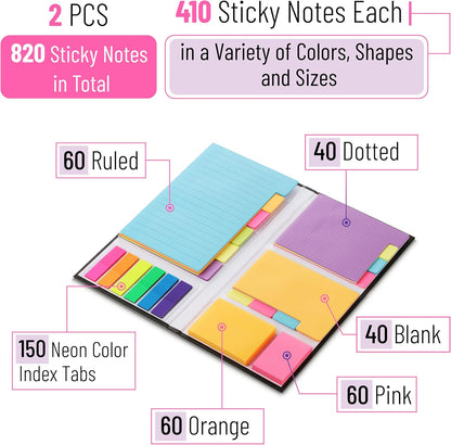 Mr. Pen- Sticky Notes Set, 410 Pack, Ruled, Dotted & Blank Notes with 150 Index Tabs, Divider Sticky Pads for Bible Study, Office, School, Planning, Journaling & Organization