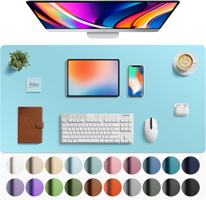 Aothia Leather Desk Pad Protector, Mouse Pad, Office Desk Mat, Non-Slip PU Leather Desk Blotter, Laptop Desk Pad, Waterproof Desk Writing Pad for Office and Home (Black,36" x 17") - Colors B