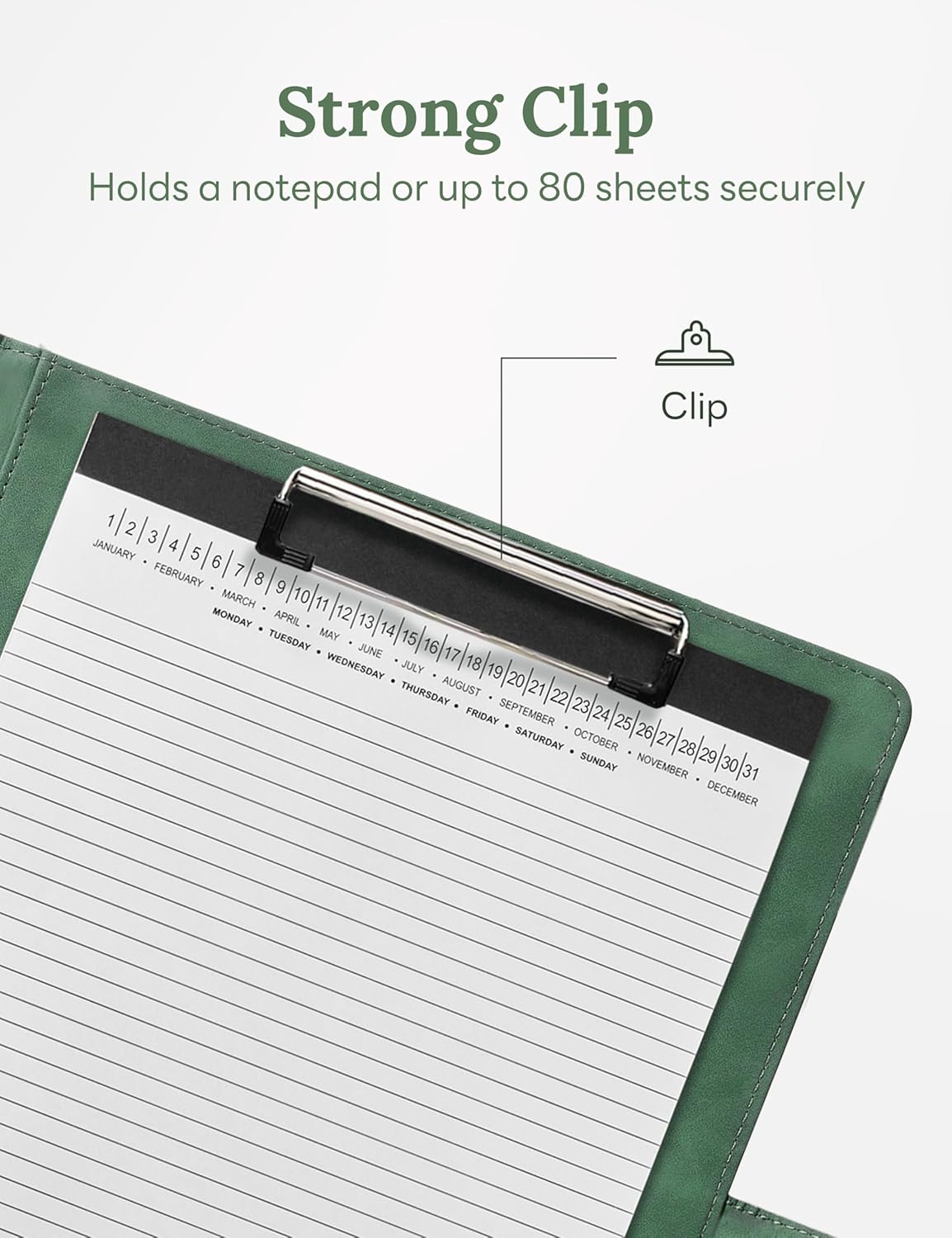 Clipboard Folder Padfolio A4, Mymazn Writing Portfolios Faux Leather Clipboards with Cover for Legal Pad Holder Letter Size 8.5 x 11 for Business Conference Notepad Clip Board (Gray Green)