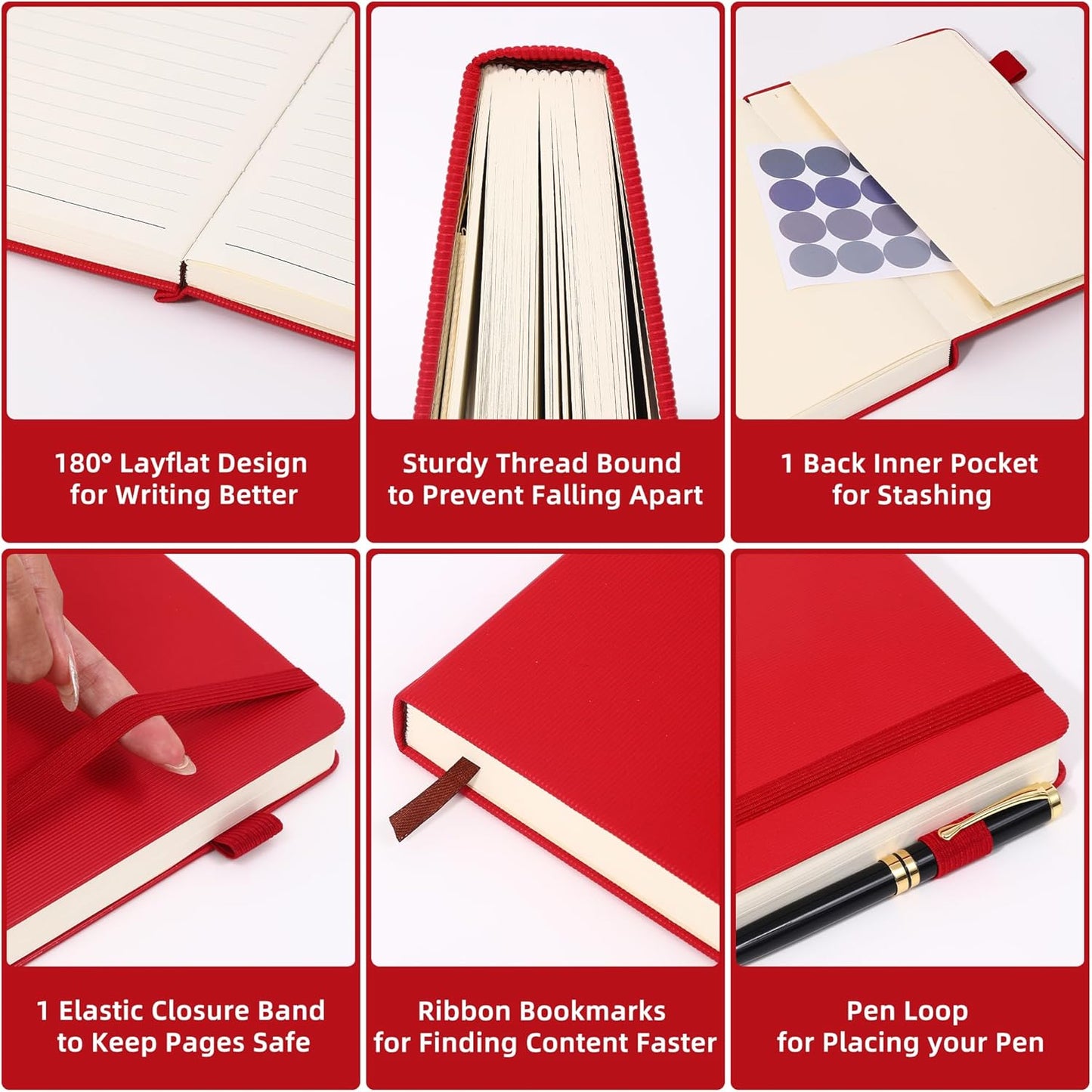 BOBO RABBIT Lined Journal Notebook for Work 100 GSM Thick Paper 300 Pages College Ruled A5 Notebook Hardcover Leather Journal for Writing School Office, 5.63"x8.43"