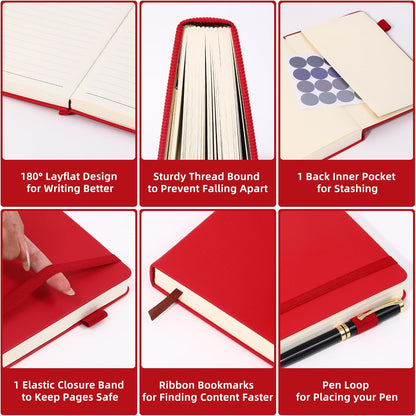BOBO RABBIT Lined Journal Notebook for Work 100 GSM Thick Paper 300 Pages College Ruled A5 Notebook Hardcover Leather Journal for Writing School Office, 5.63"x8.43"