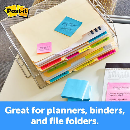 Post-it Sticky Tabs, 2 in. x 1.5 in., 2 Pads of Book Tabs for Bookmarking, Annotating, Reading, and Reminders, White (50 Total Count)