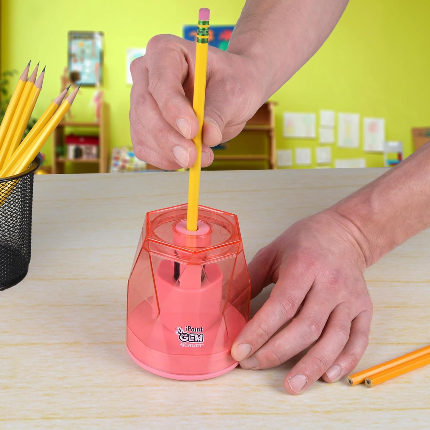 Westcott iPoint® GEM Battery Pencil Sharpener, Neon Green (00577)