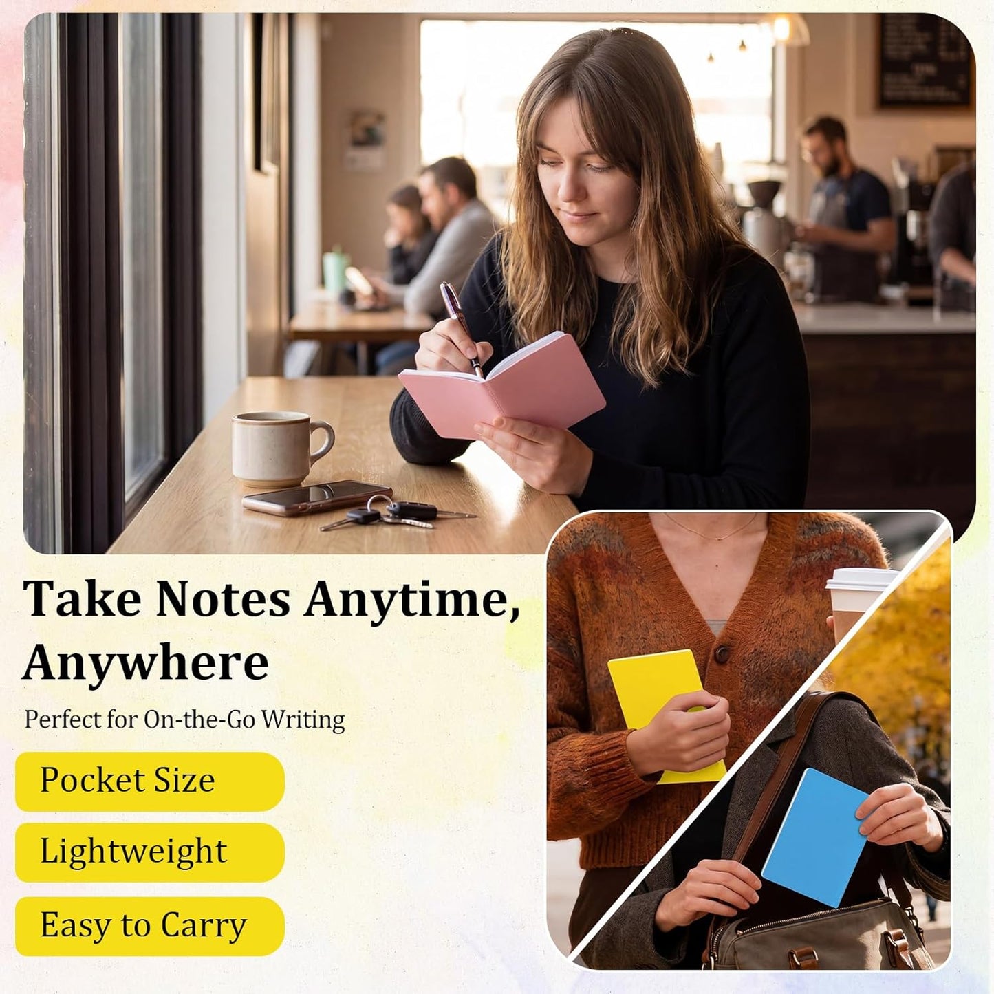Handepo 100 Pack A5 Composition Notebooks 72 Pages/36 Sheets Ruled Lined Composition Kraft Notebooks Bulk Soft Cover Journals Travel Memo for Students Classroom Office Supplies(a5, Colourful)