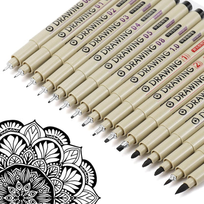 Muchcute Extra Fine Point Writing Pens:6 Black 0.25mm Ultra Thin Micron Pen 01 No Bleed Bible Journaling Study Supplies Annotation Smooth Waterproof Micro Line Tip Fineliner Gel Felt Ink Markers Stuff
