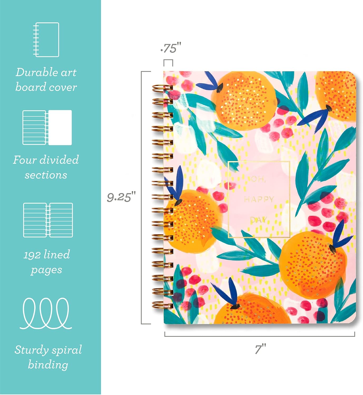 Compendium Spiral Notebook – Expect the Best Things to Happen Today – A Designer Spiral Notebook with 192 Lined Pages, College Ruled, 7.0" W x 9.25" H