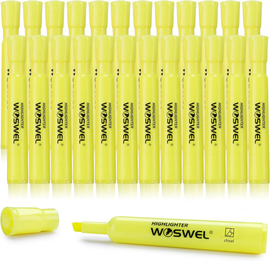 WOSWEL Highlighters Bulk, 108 Pack Tank Style Highlighters Set, Fluorescent Yellow, Chisel Tip Highlighter Markers Bulk for Coloring, Highlighting as School Supplies