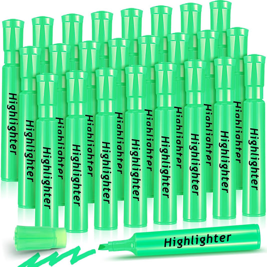 Qilery 24 Pack Tank Style Highlighters Christmas Chisel Tip Highlighters Bulk Colored Markers for Xmas Gifts Adult Coloring, Home Office Supplies(Green)