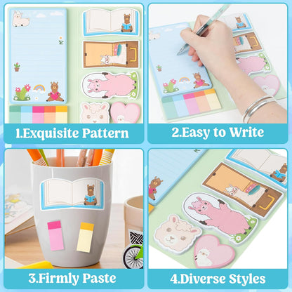 B1ykin Cute Sticky Notes Set - Stay Alive Skeleton Shaped Self-Stick Notes Pad, 550 Sheets Writing Memo Pages Sticky Notepad for Teacher Appreciation Gifts, School Office Supplies (Funny Skeleton) - Colors B