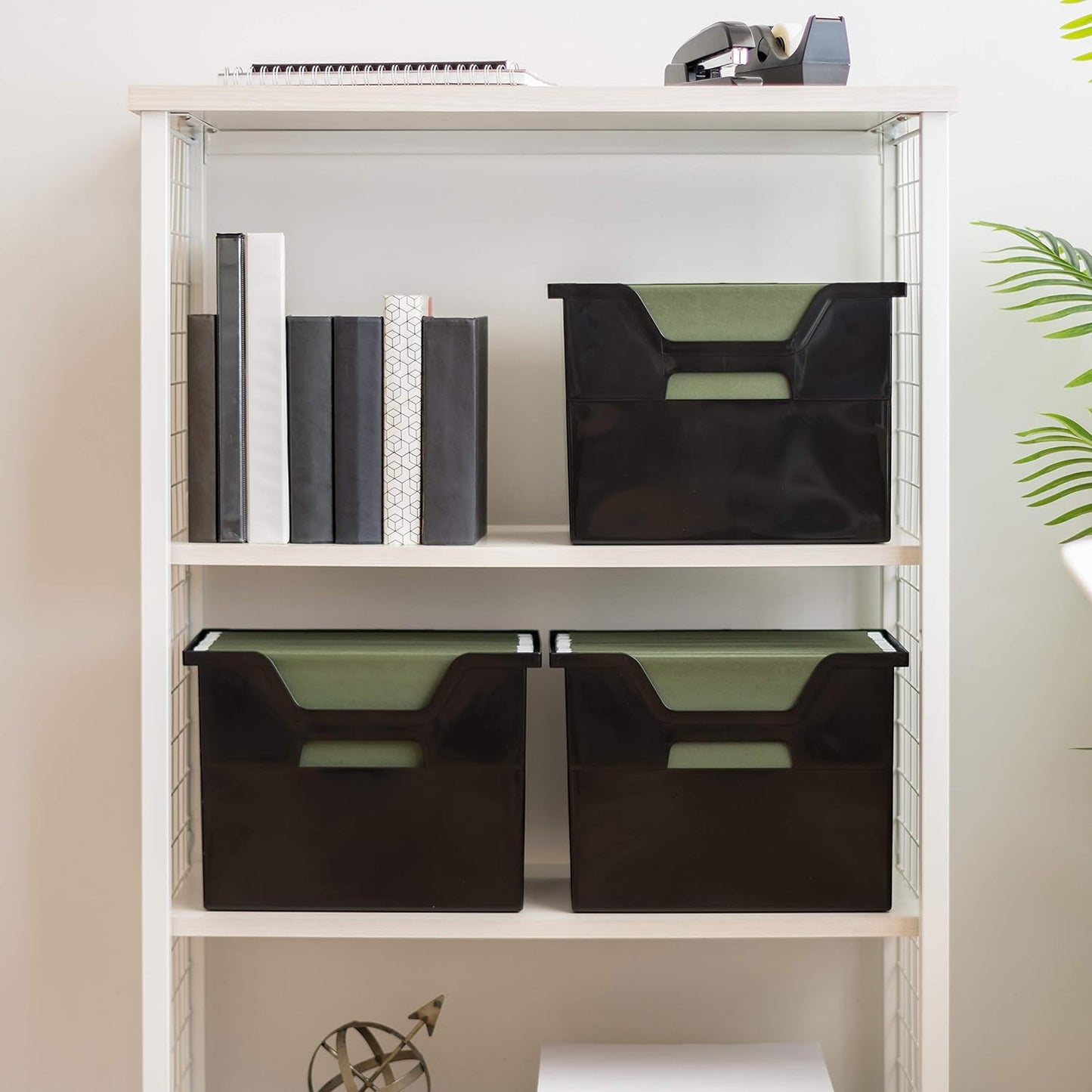 IRIS USA Magazine Holder, Compact File Storage Mini File Organizer for Desk and Home Office, Personal File Organizer for Papers and Magazines, Space-Saving Storage Set 6 Pack, Black