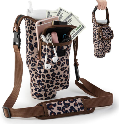 Bufilea Carrier Bag with Phone Holder Pockets for Stanley 40/30oz Tumbler with Handle, Insulated Neoprene Crossbody Bag Cup Holder w/Shoulder & Handheld Straps Fits Stanley Cup Accessories