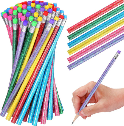 TecUnite 120 Pcs HB Pencils #2 Unsharpened Wood Cased Pencils with Eraser Hexagonal Pencil Cute Graphite No 2 Pen for Adults Gifts Exam School Office Sketching Learning (Multicolor)