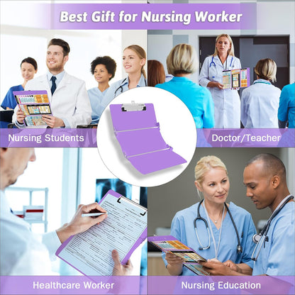 Nursing Clipboard Foldable Clipboard Medical: Edition Cheat Sheets Aluminum 3 Layers Foldable Clipboards Nursing Pocket Size Profile Clip Nurse Clipboards Notepad for Nurses Students and Doctors