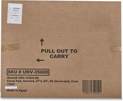 Universal 35600 Recycled Easel Pads, Unruled, 27 x 34, White, 50 Sheet (Case of 2)