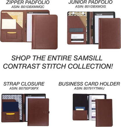 Samsill 1 Inch 3 Ring Binder, Leather, Black with Contrast Stitching, 8.5X 11 Inch, 3 Rings, Notebook Binder, Portfolio Organizer, Planner, Journal