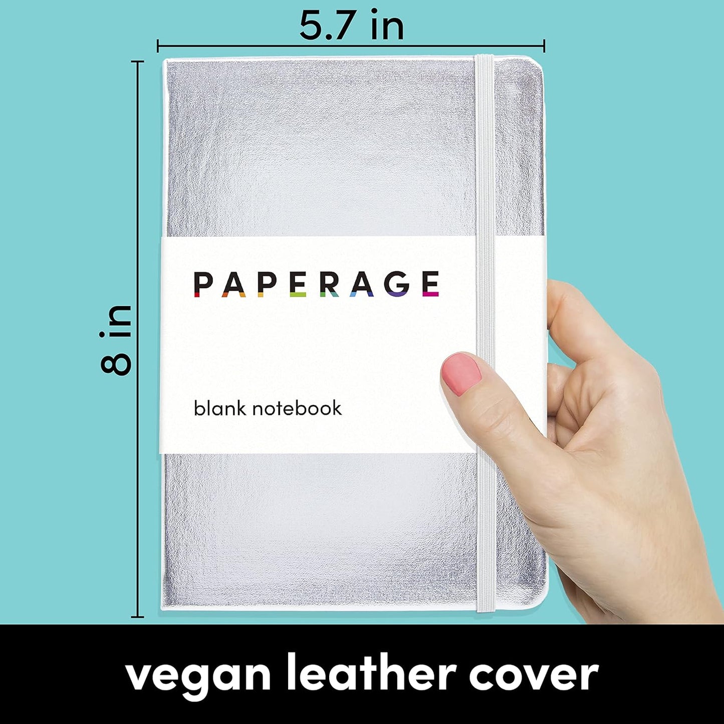 PAPERAGE Lined Journal Notebook, (Black), 160 Pages, Medium 5.6 in x 8 in - 100 GSM Thick Paper – Hardcover Journaling Notebook for Work, School & Note Taking