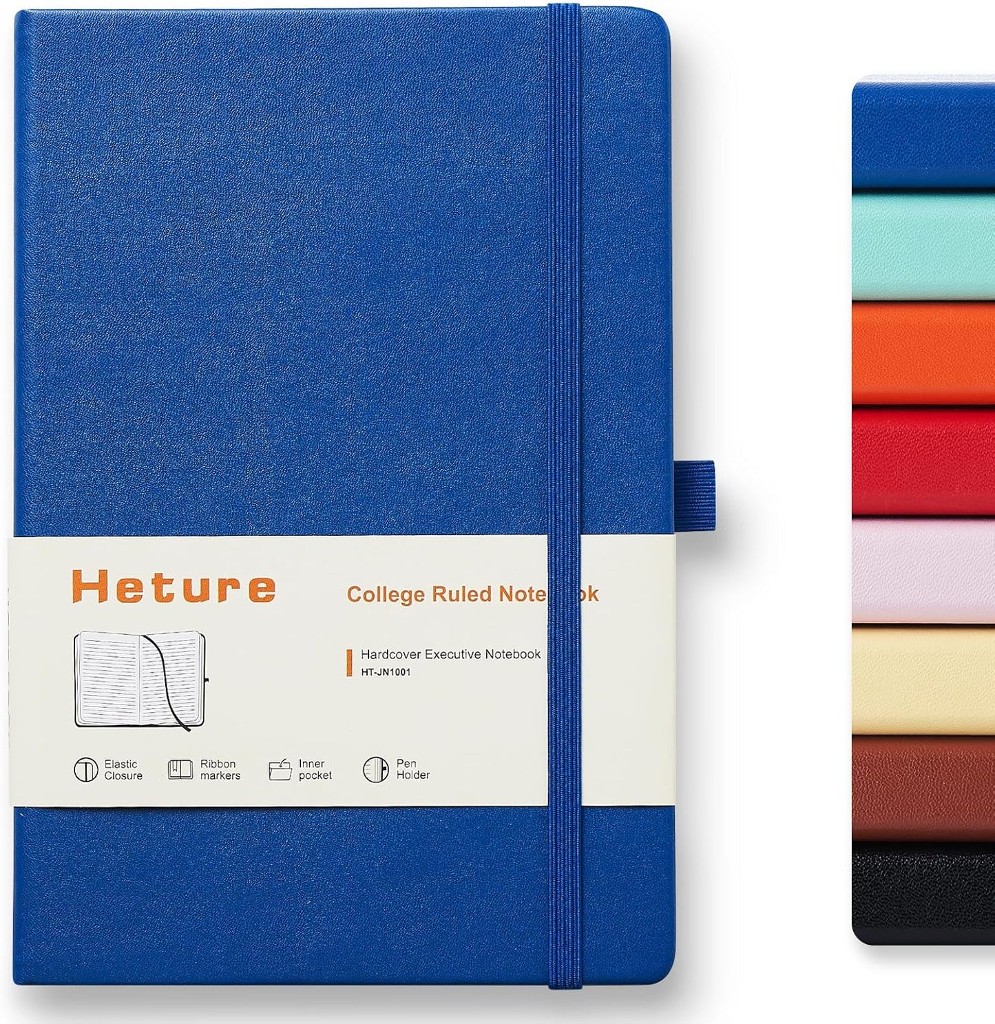 Heture 8 Pack Lined Journal Notebooks,A5 Hardcover Notebooks, 5.5 x 8.3 inch, 100GSM, 160 Pages, Classic College Ruled Notebooks for Writing/Work/Travel/College (Black)
