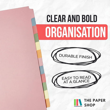 Binder Dividers with Tabs A4 12 Part | DIviders for 3 Ring Binder | Perfect for Organizing Pages in 3 Ring Binder Dividers with tabs, Each Set Includes Tab Dividers - The Paper Shop (1)