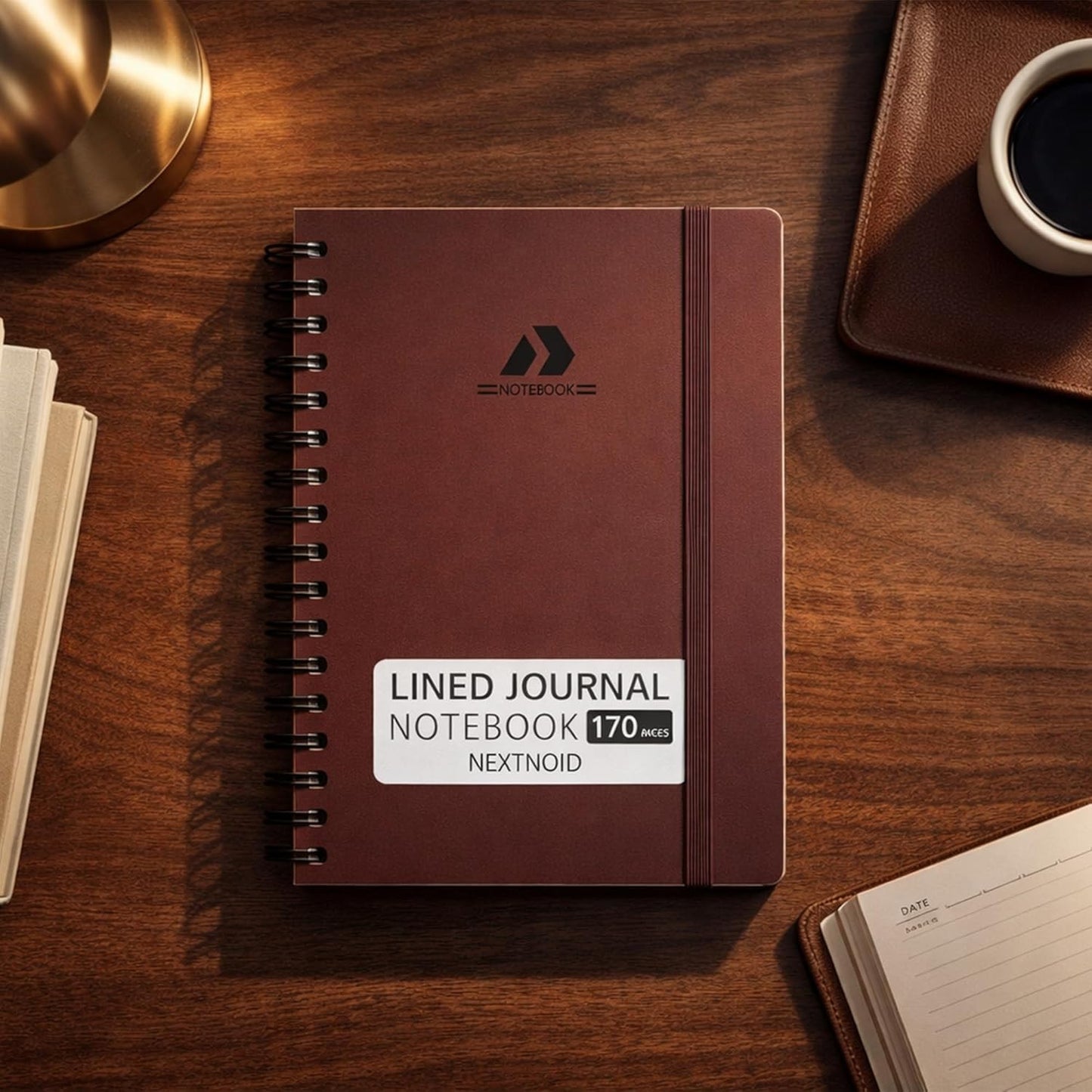 Nextnoid Lined Spiral Notebook Journal For Women & Men - A5(5.8" x 8.3") 170 Pages, Hardcover Notebooks for Work & Note Taking, College Ruled Journals for Writing - Grey