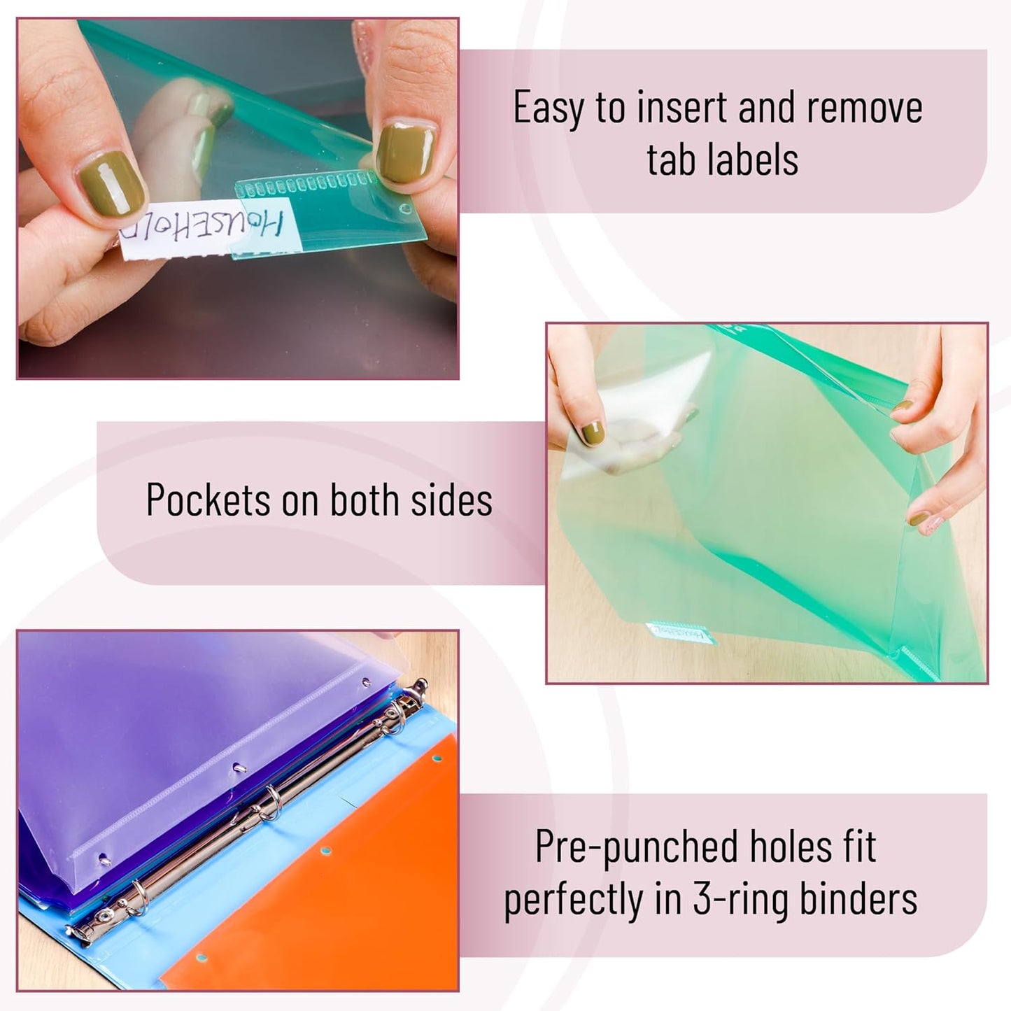 Mr. Pen- Binder Dividers with Pockets and Tabs, 1 Set, 8 Tabs/Set, Colorful, 3 Ring Binder Dividers with Tabs and Pockets on Both Sides