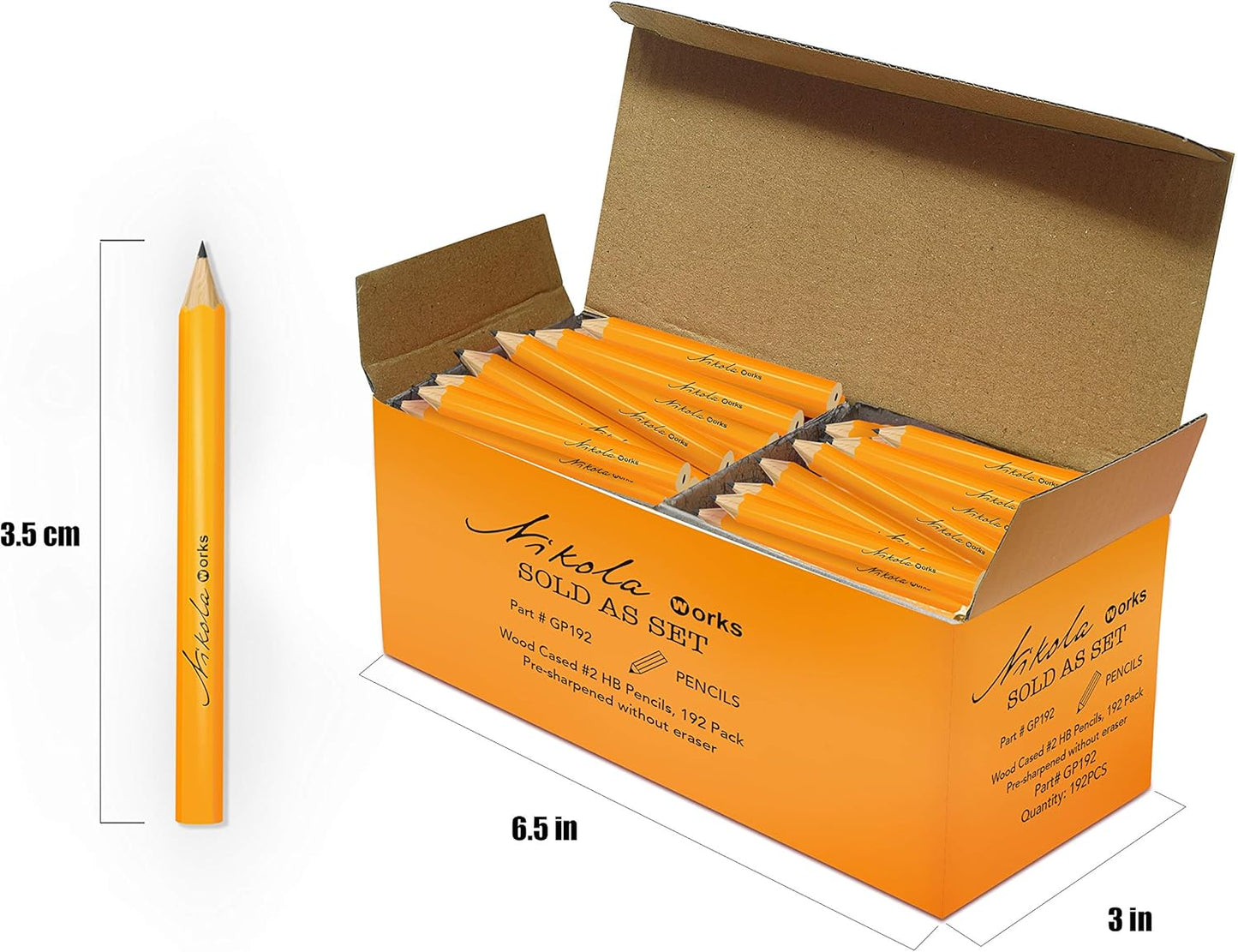 Mini Golf Pencils Without Erasers - 96 Count - Classic Pre-Sharpened #2 HB American Pew Pencils Standard Hex Shaped Bulk Pack
