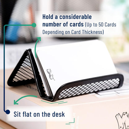Mr. Pen- Metal Mesh Business Card Holders, 3 Pack, Black, Durable Stainless Steel Card Stand for Desk, Office, and Business Use, Straight, Flat and Smooth Design