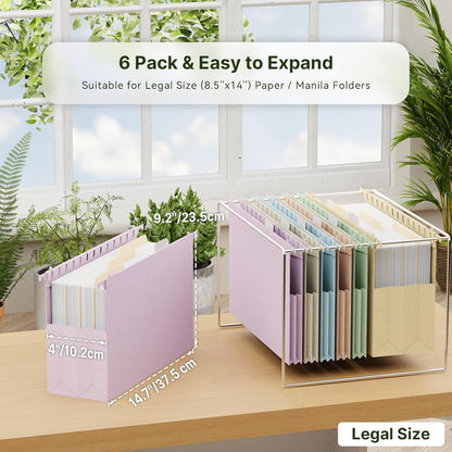XINGIA Wheat Straw Reinforced Hanging File Folders Legal Size,4 Inch Expansion File Organizer,6 Pack Extra Capacity File Cabinet Folders for Bulky Files,Medical Charts,Filing Folders Hanging with Tabs