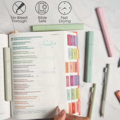 BLIEVE - Aesthetic Highlighters and Gel Pens With Soft Ink and Chisel Tip, Bible Highlighters and Pens No Bleed, Dry Fast Easy to Hold, for Bible Journaling Planner School Supplies (MORANDI)