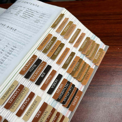 Thinkor Reposition Laminated Bible Tabs, Large Print Stickers, Easy to Read & Apply Bible Tabs for Women & Man (Earthy Brown)