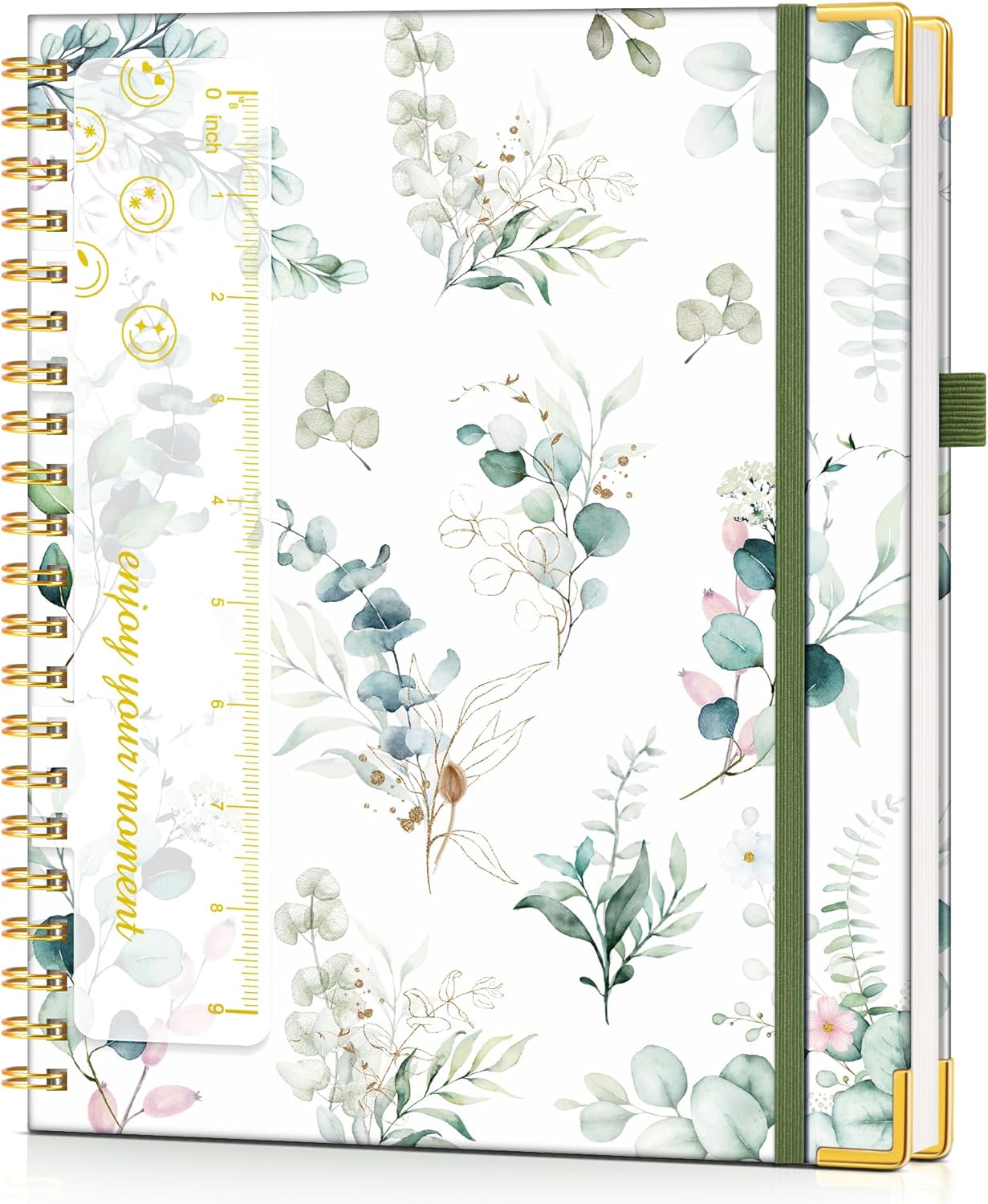 Hardcover Spiral Notebook Journal 8.5” x 11”, A4 Large Leather Notebooks for Women Men, Lined College Ruled Notebook, 50 Sheets/100 Pages, Spiral Bound Journals for Work School Note Taking, Green