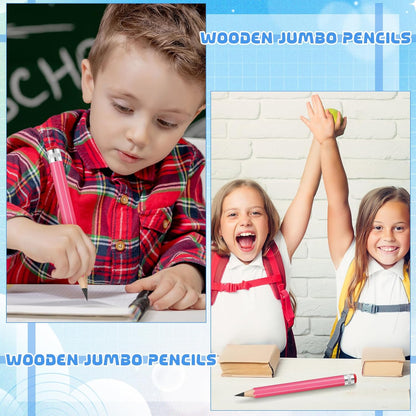 2 Pcs 13 inch Wooden Jumbo Pencils for Prop Giant Big Novelty Wood Pencil with Eraser for Fun Decor, School Projects, Party Favors, and Unique Gifts (Green)