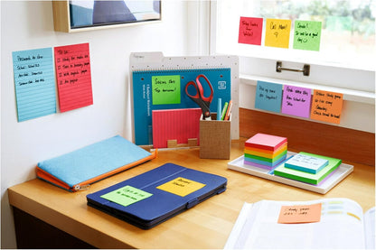 Post-it Super Sticky Notes, 5 Sticky Note Pads, 3 x 3 in., School Supplies and Office Products, Ideal for Textbooks, Notebooks, Walls and Vertical Surfaces, Playful Primaries Collection