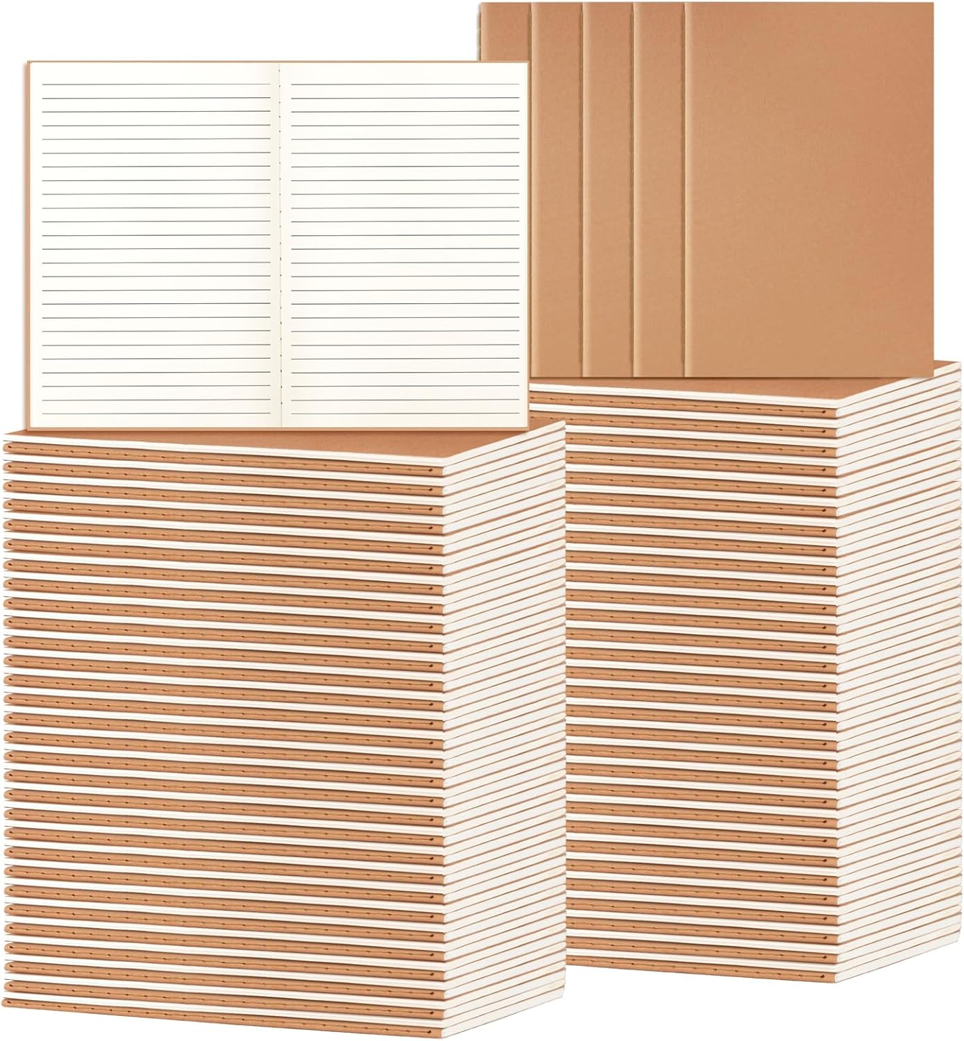 24 Pack A5 Ruled Lined Kraft Notebooks Bulk, Journaling Notebooks, A5 Lined College Ruled Notebook, 8.3x5.5 Inches 60 Pages Travel Journal Notebooks Set for Work, School, Student, Kids, Writing