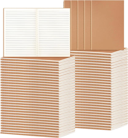 24 Pack A5 Ruled Lined Kraft Notebooks Bulk, Journaling Notebooks, A5 Lined College Ruled Notebook, 8.3x5.5 Inches 60 Pages Travel Journal Notebooks Set for Work, School, Student, Kids, Writing