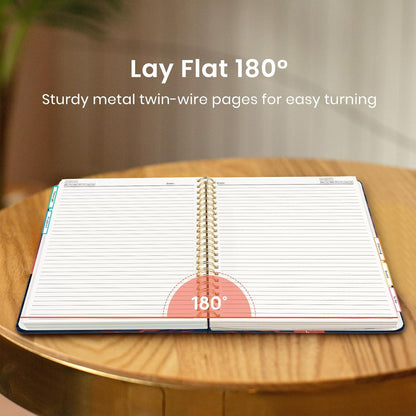 Large Lined Spiral Journal for Women Cute Hardcover 5 Subject Notebook for Work 8.5" x 11" with Removable Dividers & Tabs, College Ruled, 280 Pages Aesthetic Journal for Work, School & Note Taking, Garden of Whimsy