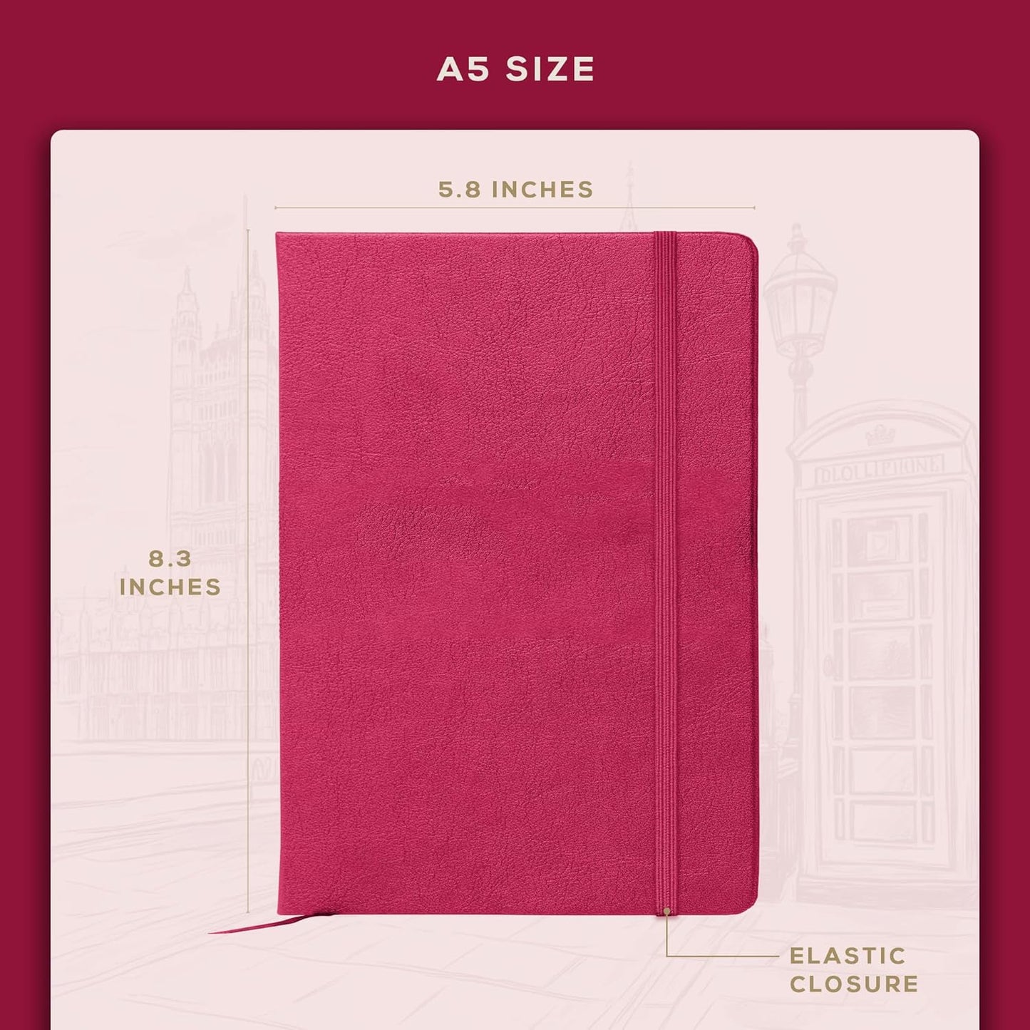 BEECHMORE BOOKS Large Lined Journal Notebook, 8.5" x 11.5" (A4) Hardcover Vegan Leather Executive Diary for Work, Thick 120gsm Paper, Lay-Flat Binding, Gift Box
