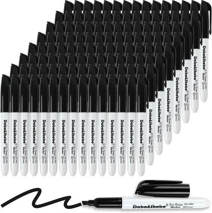 Dabo&Shobo Dry Erase Markers Bulk, 120 Count Black Whiteboard Markers, Low Odor Dry Erase Markers, Chisel Tip, Suitable for School, Office, or Home
