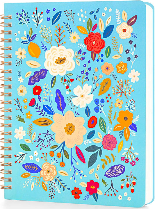 Spiral Notebook College Ruled 160 Pages with Pockets, 6x8 A5 Lined Journal for Women, Hard Cover Spiral Notebooks for School, Office & Note Taking with 100 GSM Thick Paper (Dark Blue)