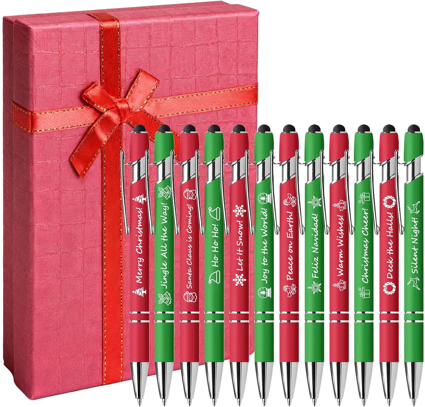 Father's Day Pen Set Gift Box - 12 Pack Black Ink Ballpoint Pens with Inspirational Quotes Fun Novelty Pens Perfect Birthday Retirement Gift for Dad Papa Father
