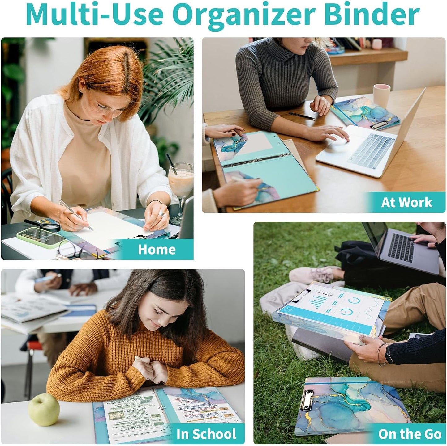 Binditek 3 Ring Binder 1 Inch, Letter Size, Binder Organizer with 5-Tab Dividers, 2 Interior Pockets, Low Profile Clip Cover, Label Stickers, 175 Sheet Capacity, Floral, 1 Pack