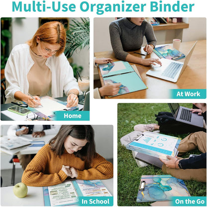 Binditek 3 Ring Binder 1 Inch, Letter Size, Binder Organizer with 5-Tab Dividers, 2 Interior Pockets, Low Profile Clip Cover, Label Stickers, 175 Sheet Capacity, Floral, 1 Pack