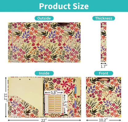 Binditek 3 Ring Binder 1 Inch, Letter Size, Binder Organizer with 5-Tab Dividers, 2 Interior Pockets, Low Profile Clip Cover, Label Stickers, 175 Sheet Capacity, Floral, 1 Pack