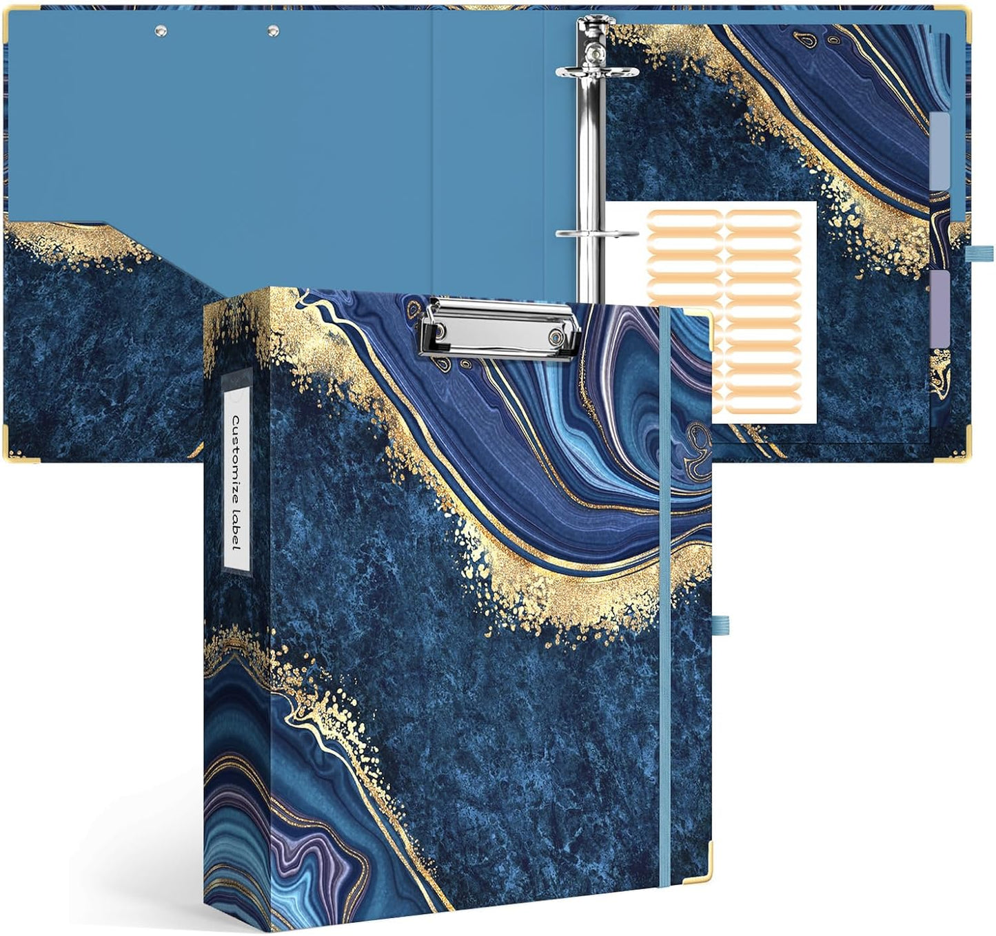 Ospelelf Binder 3 Ring 1 Inch, Floral Round Ring Clipboard Binder for Letter Size with 5 Tab Dividers, File Folder Labels, for School and Office Supplies