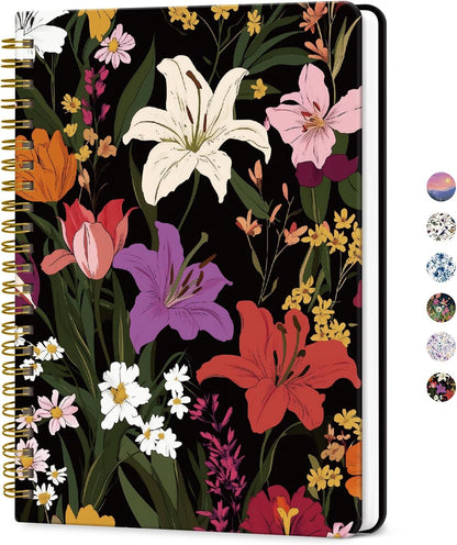 ZOTIA Lined Spiral Journal for Women, A5 Pretty Hardcover Notebook for Work, School & Office Writing, Aesthetic Writing Journal College Ruled, 140 Pages, 5.8" x 8.3", Twilight Bloom