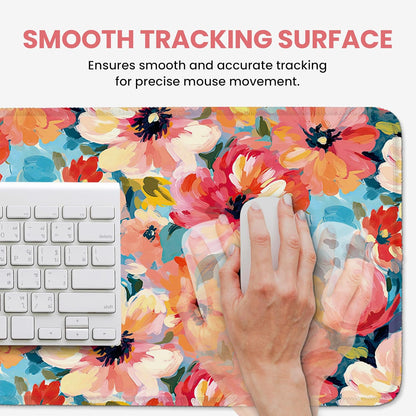 Large Mouse Pad for Desktop, Cute Desk Mat Pad Protector for Work & Gaming, Aesthetic Pretty Anti-Slip Laptop Blotter Cover for Office School Home Supplies, Wildflowers, 31.5" x 11.8"