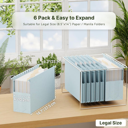XINGIA Wheat Straw Reinforced Hanging File Folders Legal Size,4 Inch Expansion File Organizer,6 Pack Extra Capacity File Cabinet Folders for Bulky Files,Medical Charts,Filing Folders Hanging with Tabs