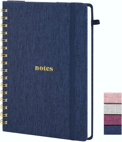 A5 Top Spiral Notebook – Hardcover Journal 160 Pages 100 GSM Thick Paper With Elastic Band & Pen Holder Steno Pads College Ruled Writing Notebooks for Work School Travel Pink