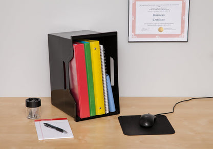 IRIS USA Magazine Holder, Compact File Storage Mini File Organizer for Desk and Home Office, Personal File Organizer for Papers and Magazines, Space-Saving Storage Set 6 Pack, Black